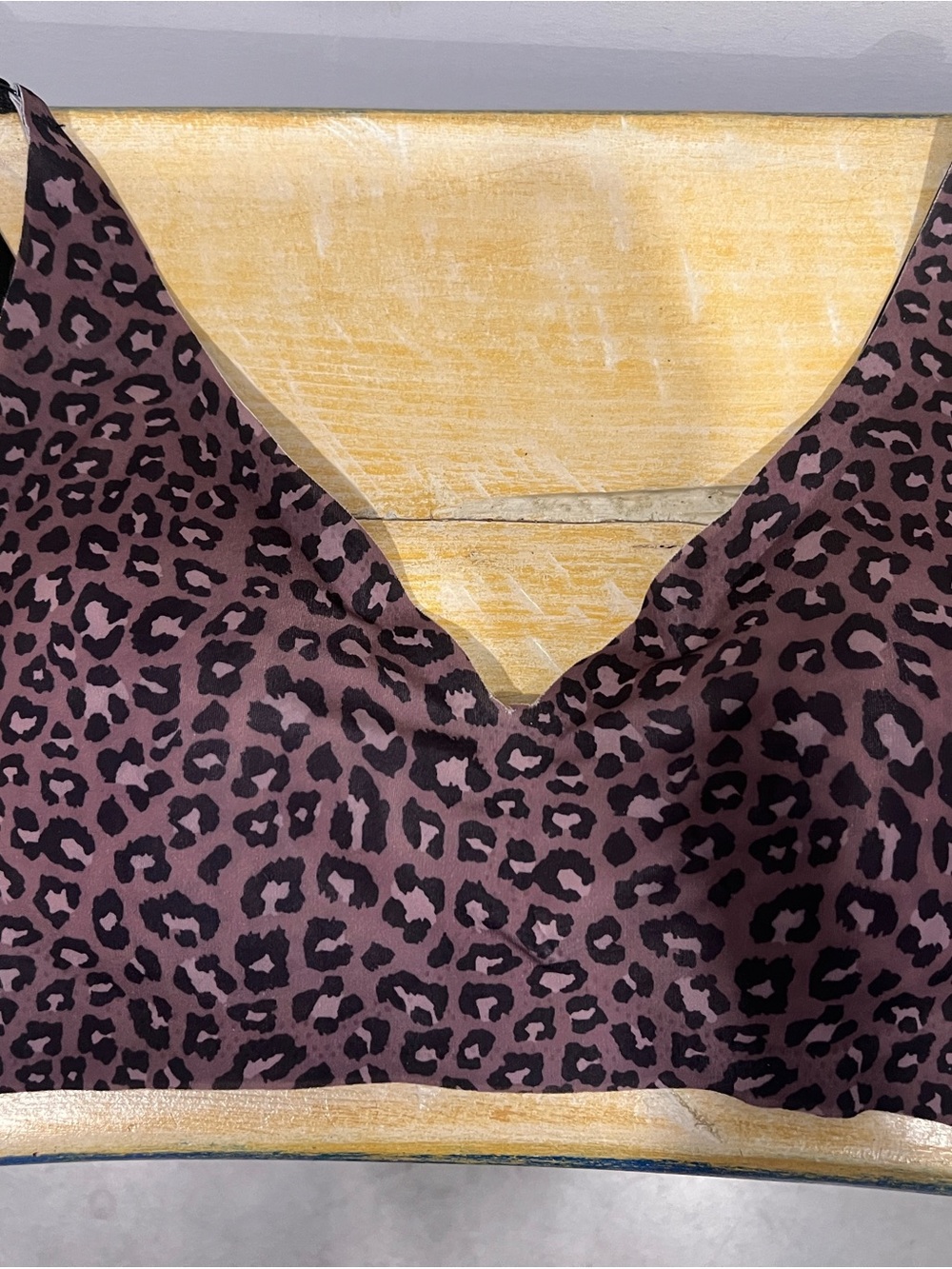 Leopard Print V-Neck Satin Cami Top in Mauve and Black